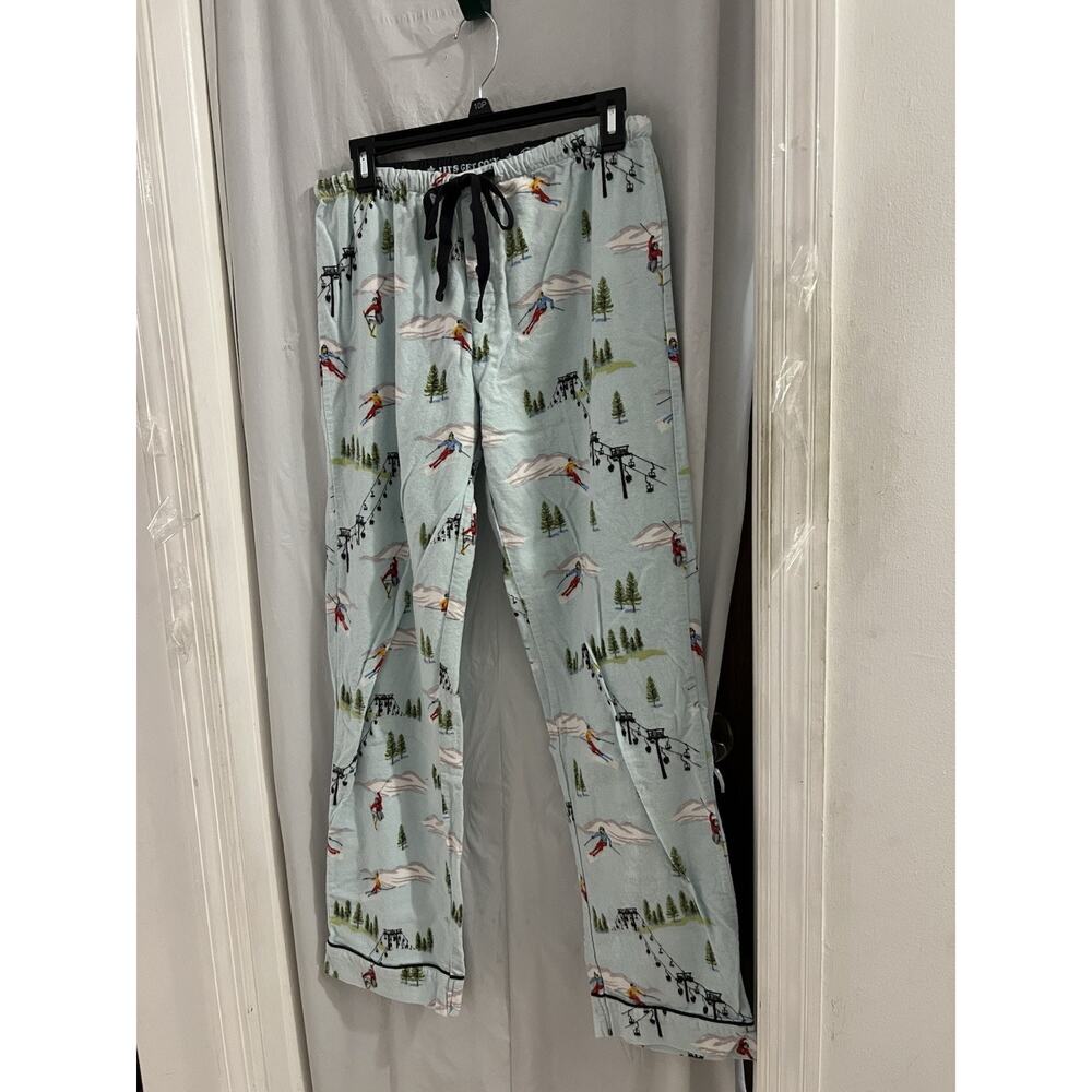 PJ Salvage Blue Ski Resort Pattern Flannel Pj Pants Sz S